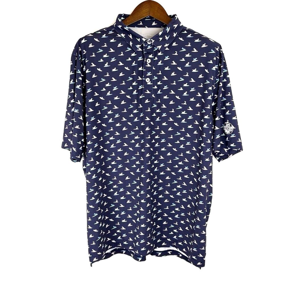 Straight Down Sup Dog Polo Mens XXL Navy Dog Paddleboard Golf Shirt